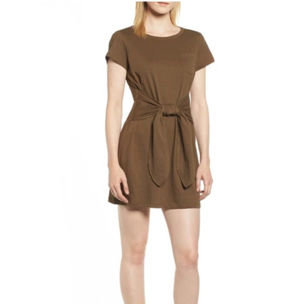 Rebecca minkoff Mary tie waist shirt dress army green extra large